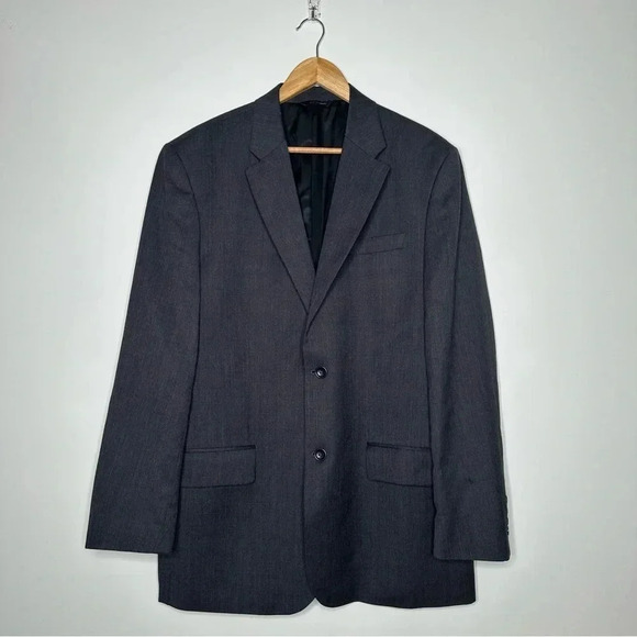 Banana Republic Dark Grey Two Button Wool Blazer Size 44L - Picture 1 of 9